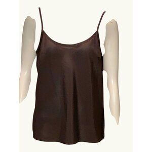 CCC Brown Sleeveless Camisole Top Petite Large All Polyester Made In Indonesia
